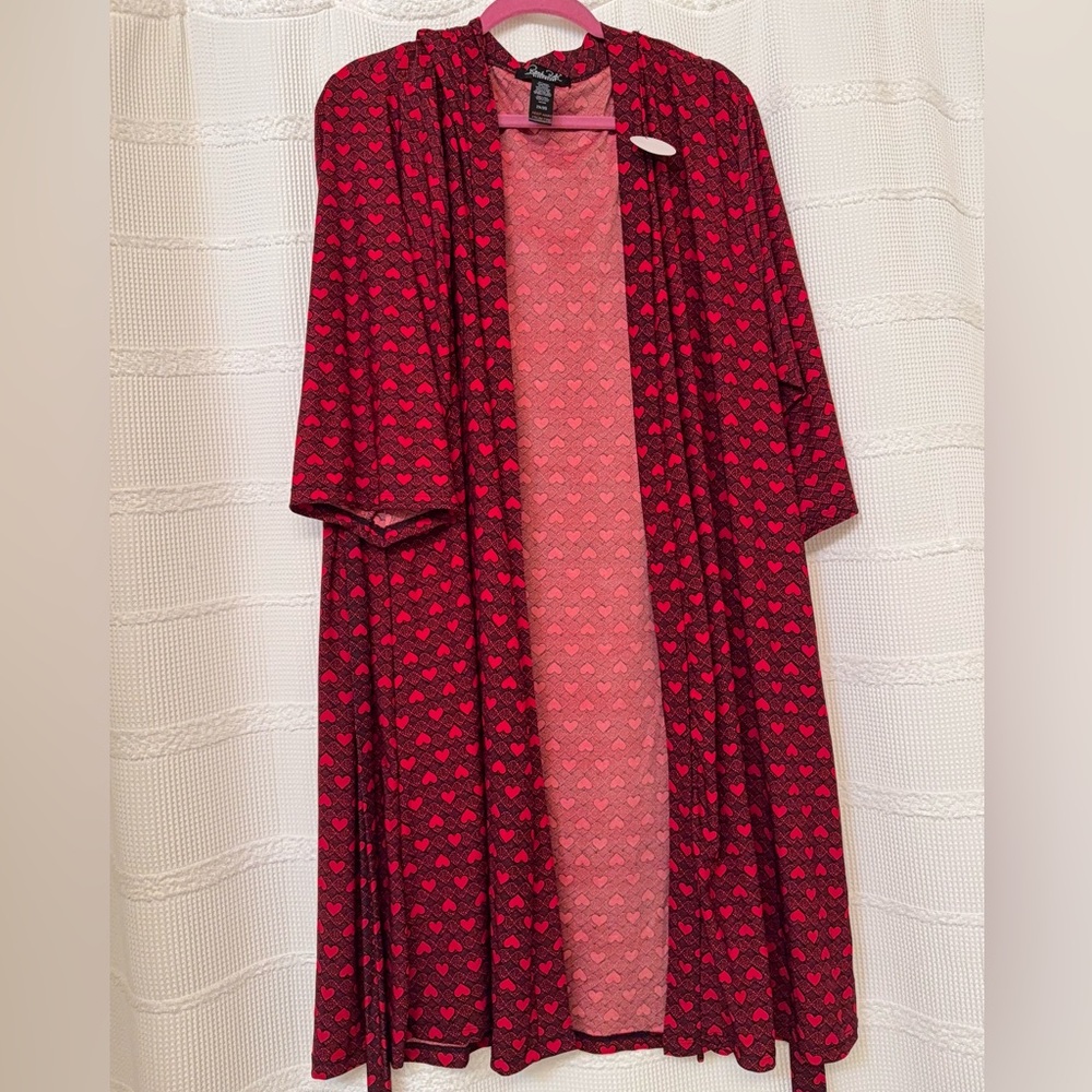 Heart Patterned Red Women's Robe - Picture 10 of 10